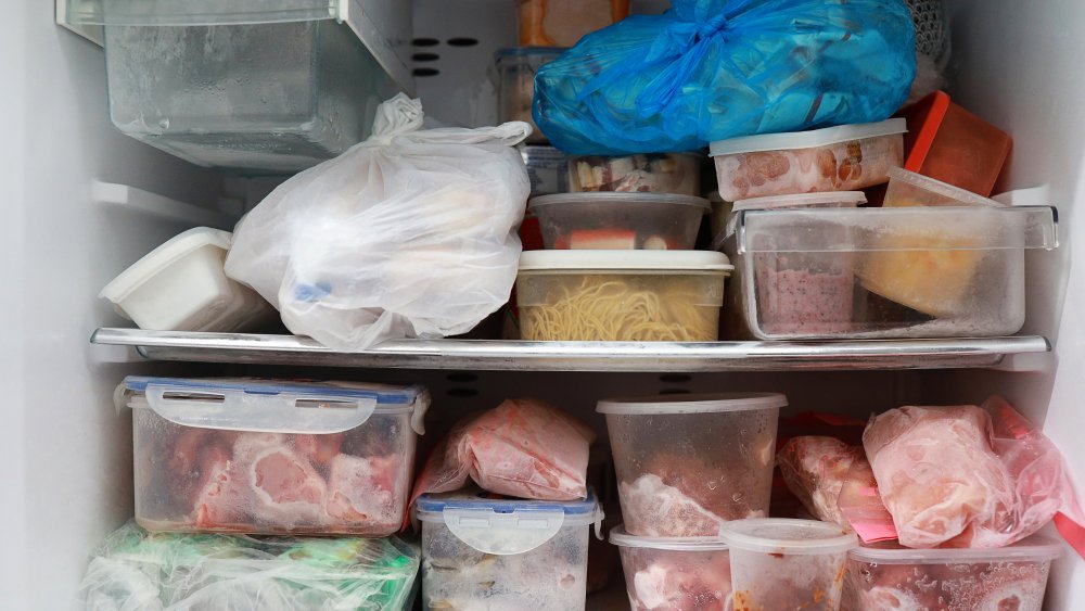 Food in a freezer