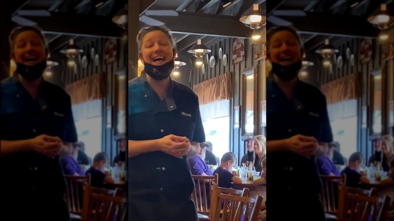 Cracker Barrel waitress singing "Happy Birthday"