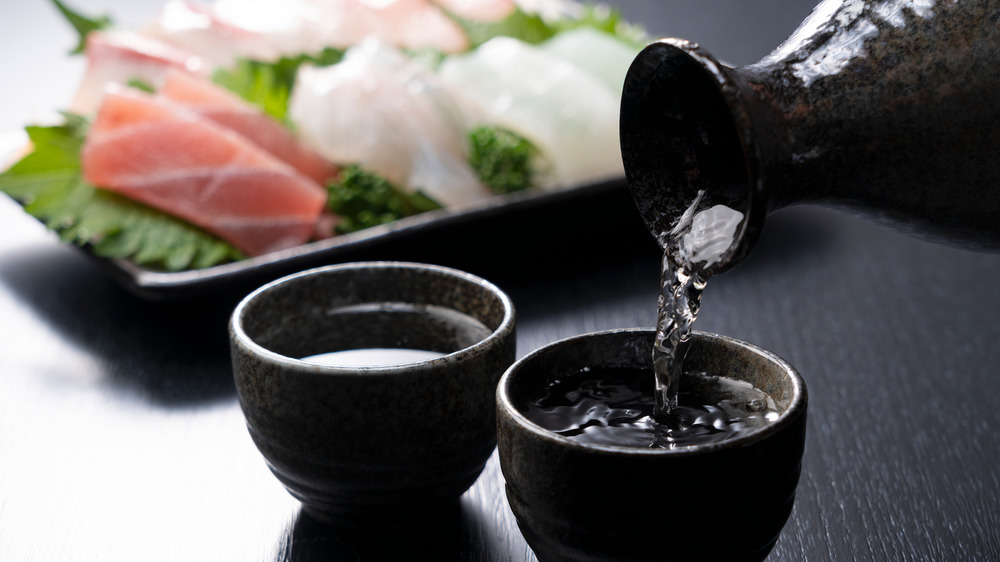 sake beverage being poured