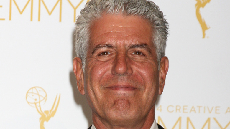 Closeup of Anthony Bourdain at the Emmys