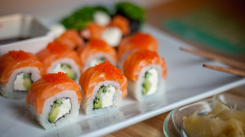 Plate of Alaska roll sushi
