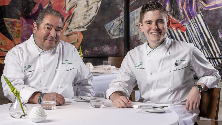 EJ and Emeril Lagasse sitting