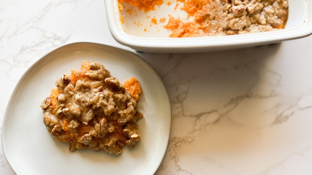 Sweet potato casserole served