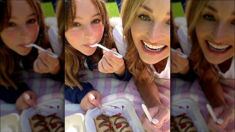 Giada De Laurentiis and Jade eating crepes