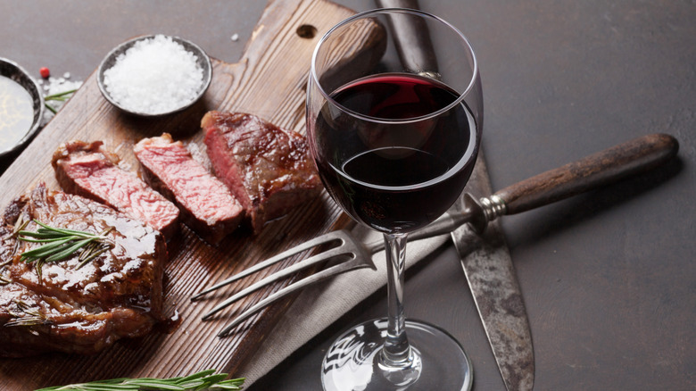 steak with red wine