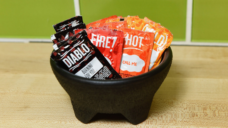 Taco Bell Sauces in a black bowl