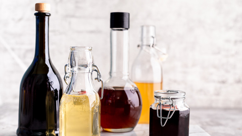 bottles of different vinegar