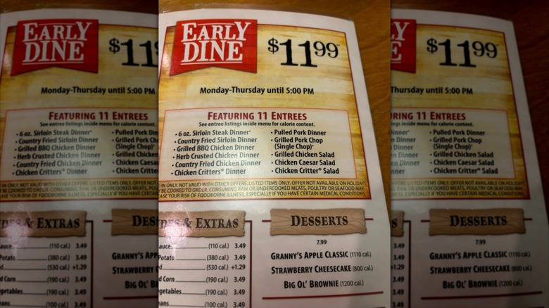 texas roadhouse menu with early dine special