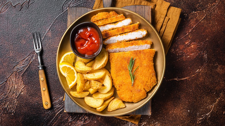 Breaded Wiener schnitzel with fries