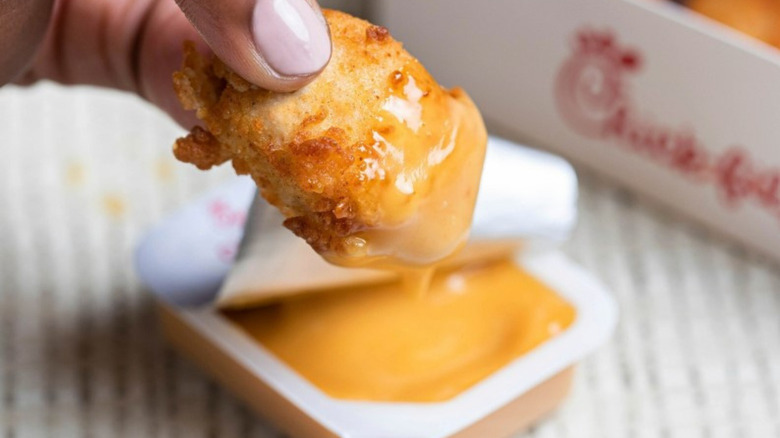 Chick-fil-A nugget in sauce