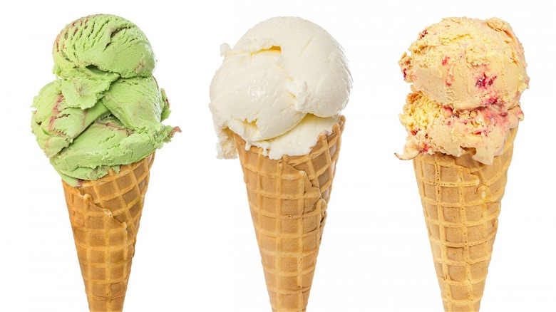 Ice cream cones giants white background