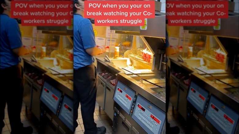 McDonald's employee making fries