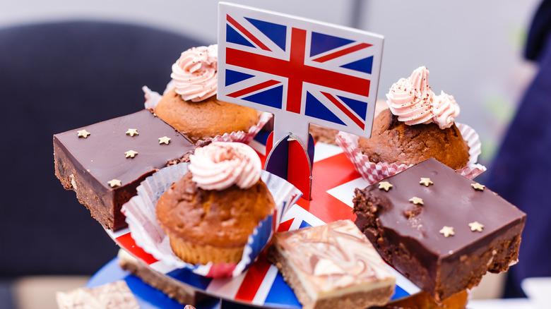 Cupcakes and brownies with Union Flag