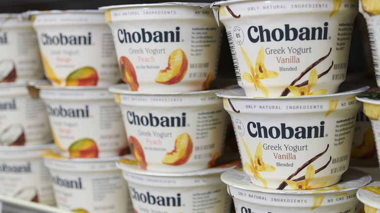 Chobani Greek yogurt on shelf