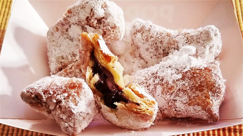 A basket of Chocolate Beignets from Popeyes