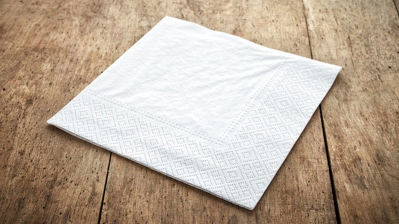A white paper napkin