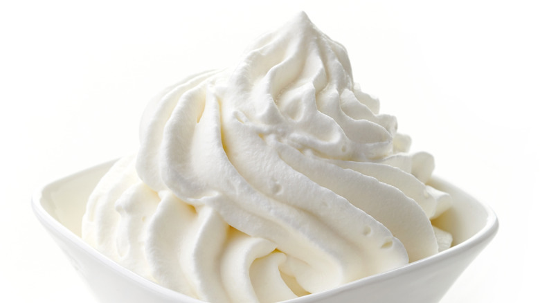 Whipped cream in a bowl
