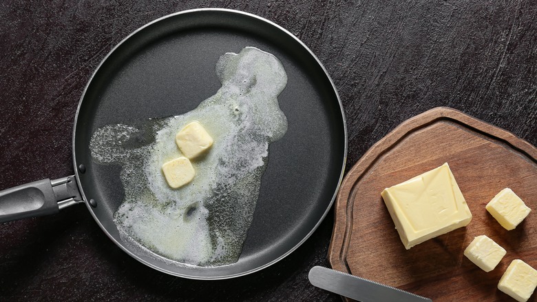butter melting in a skillet