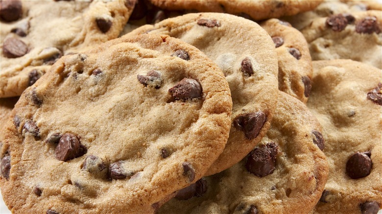 close-up of chocolate chip cookies 