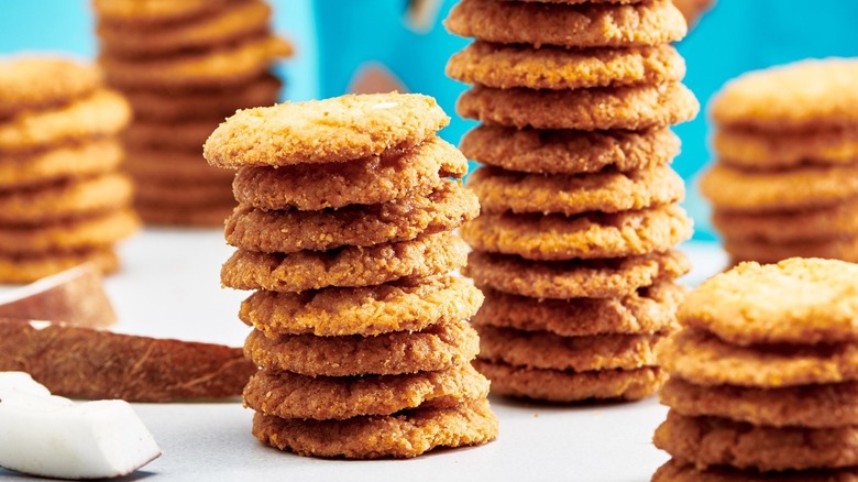 Stacks of coconut cookies