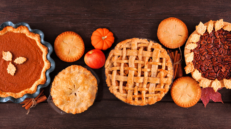 Variety of Thanksgiving pies