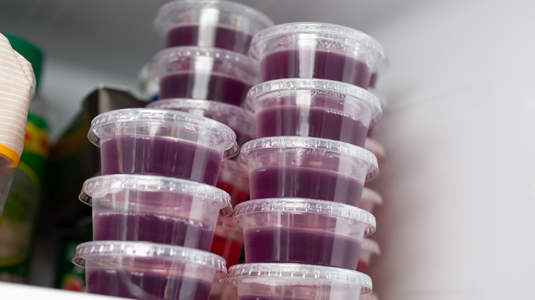Jell-O shots in refrigerator