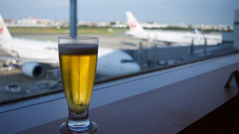 Glass of beer at the airport