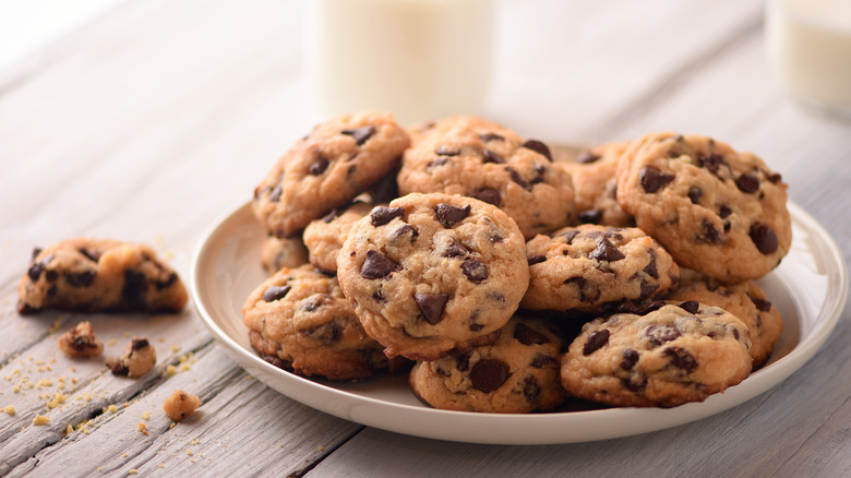 plate of chocolate chip cookies