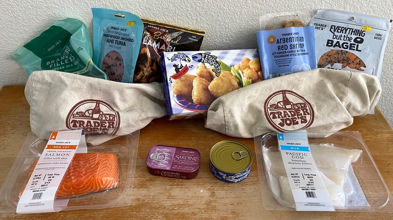 Various Trader Joe's seafood items
