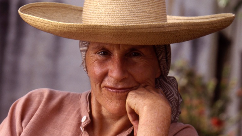 Diana Kennedy wearing hat