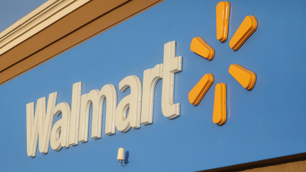 Walmart sign at an angle