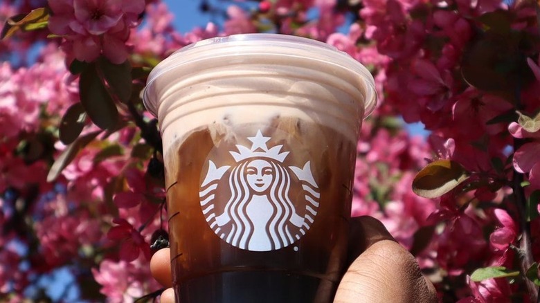 Starbucks iced coffee with  layer of cold foam.