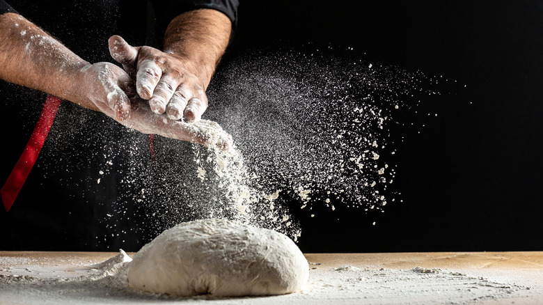 working with fresh pizza dough