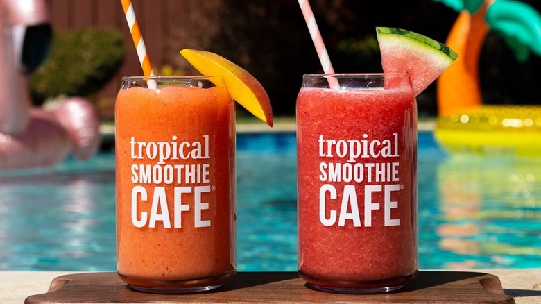 Tropical Smoothie Cafe drinks in glass