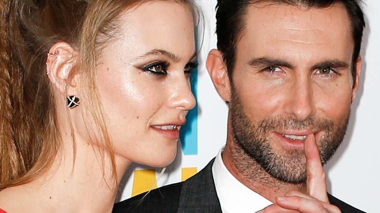 Adam Levine and Behati Prinsloo smiling