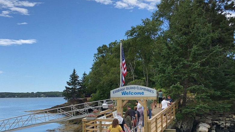 Boat ramp and people on coast