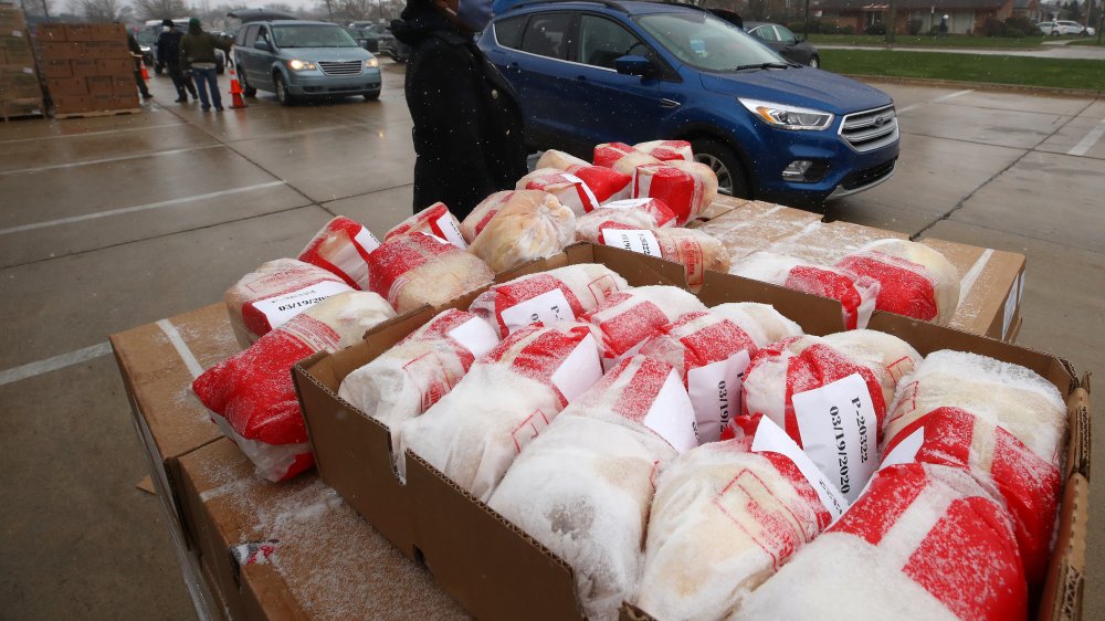 Frozen chickens in pallets