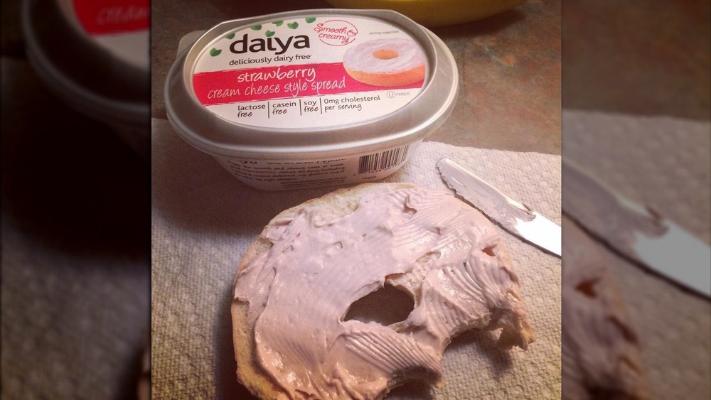 Daiya vegan cheese and a bagel