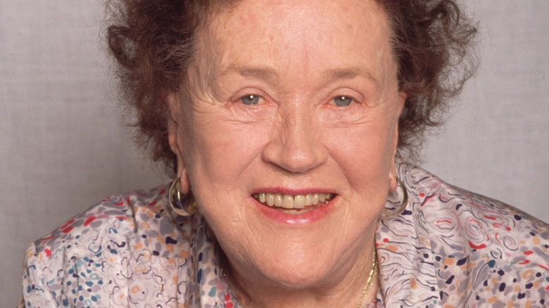 Julia Child in patterned blouse