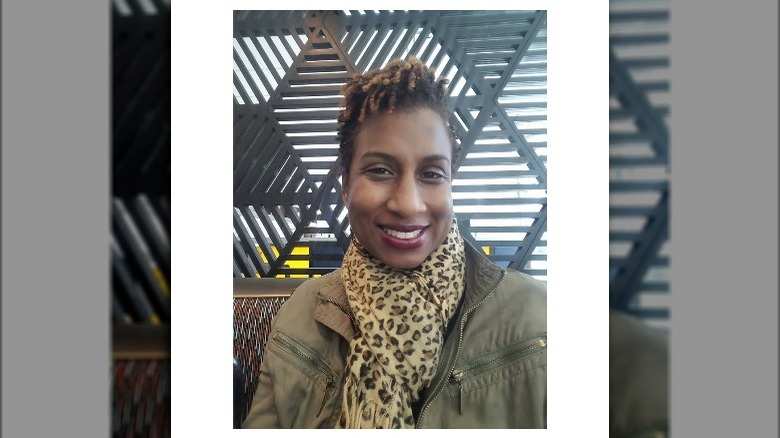 Chef Keesha O'Galdez in a scarf