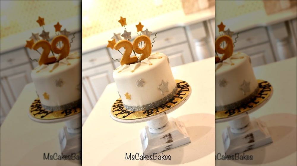 White 29th birthday cake