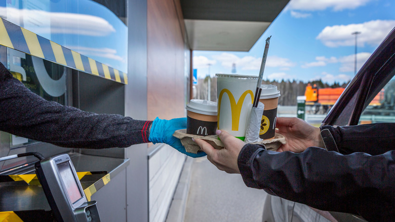 grabbing drinks in McDonald's drive-thru