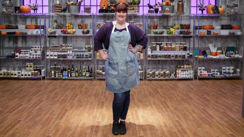 Megan Baker on Halloween Baking Championship set