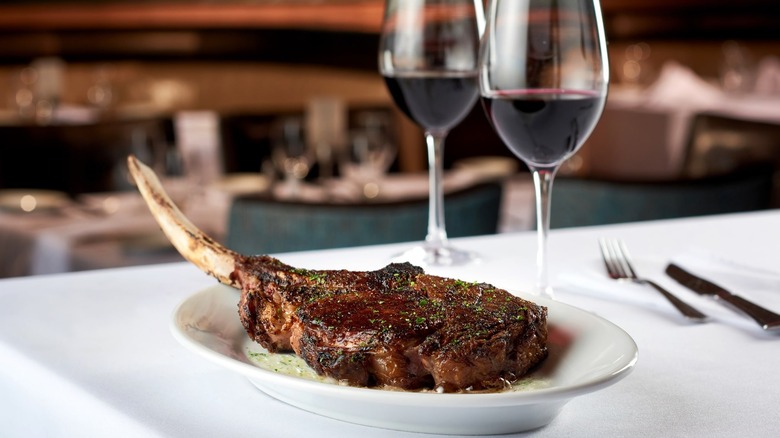 Ruth's Chris' Tomahawk Ribeye steak