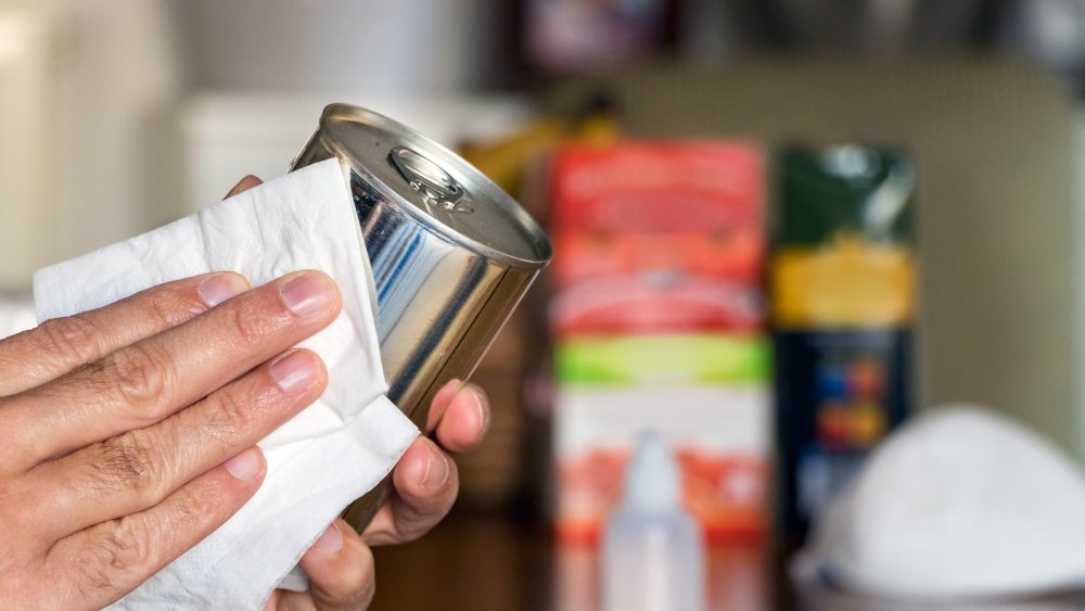 sanitizing groceries