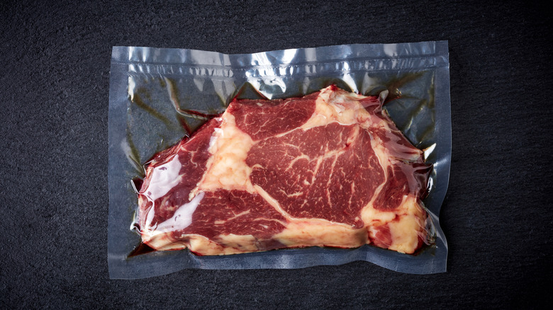steak in a vacuum bag