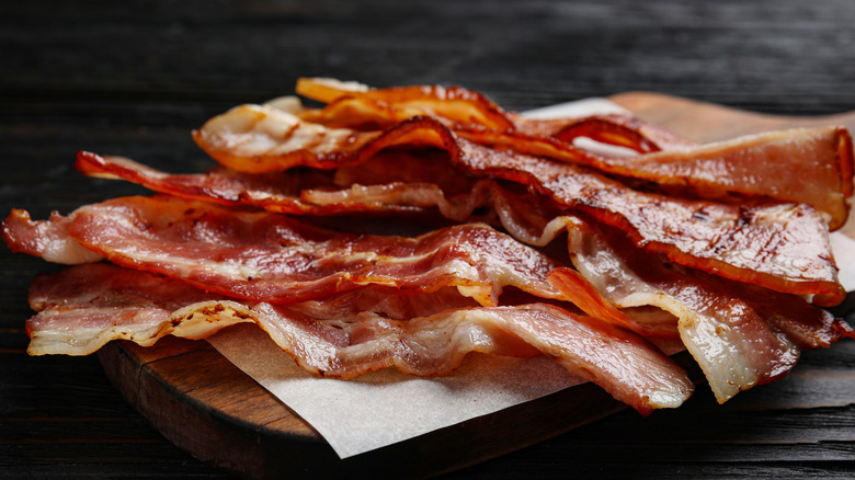 Pile of bacon slices