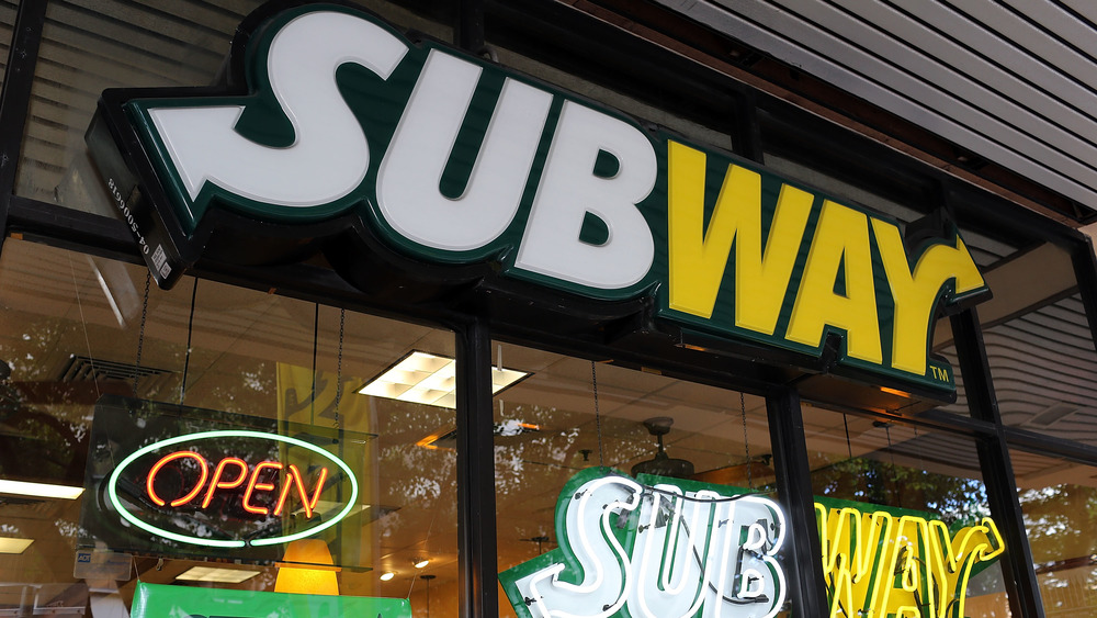 Subway sign lit up