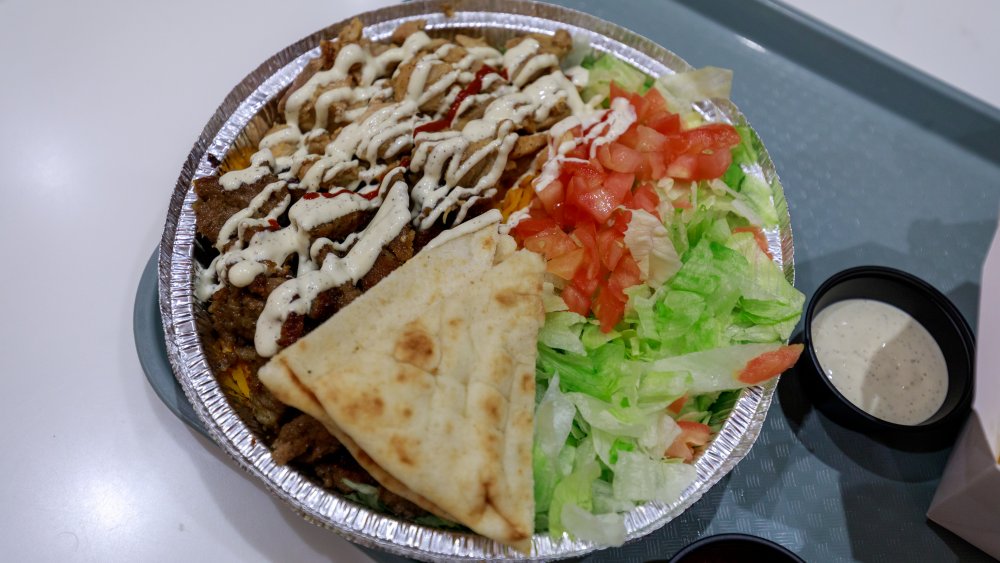 halal, gyro, chicken, white sauce