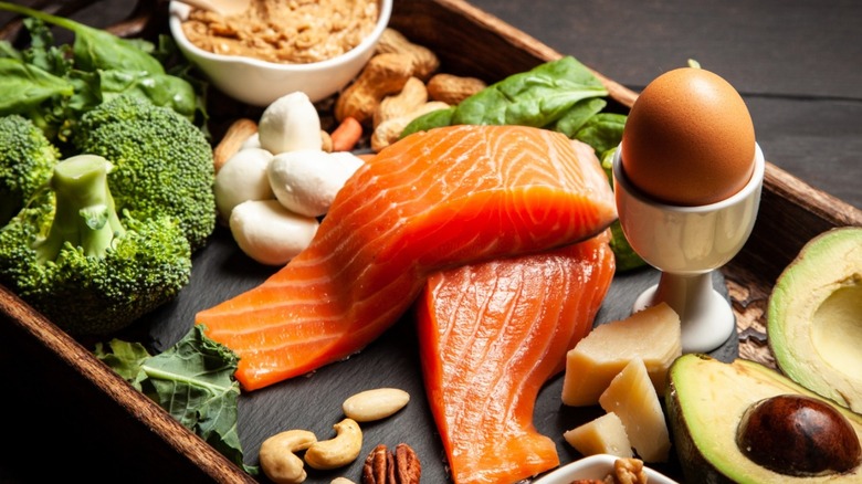 Platter of salmon and snacks